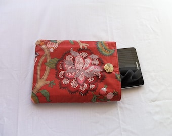 iPad /Tablet sleeve. Floral  polished cotton fabric.9.5 " High X 8 " Wide Handmade. Tablet storage  Purse . Gift under 20 ,Gift for her