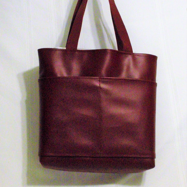 Vegan Leather Tote bag/ Leather Tote bag /Work bag/Travel bag/ Teachers, Nurses, Office work bag/Multi pocket Tote / Handmade Giftfor Her