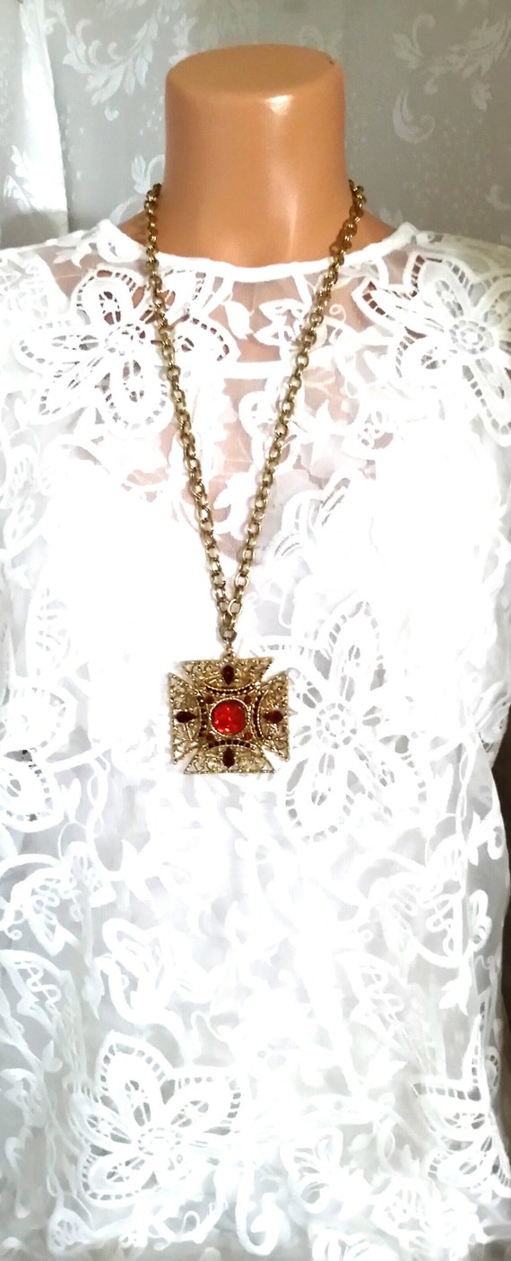 Vintage long Pendant necklaces  ,30 inch.Pendant … - image 3