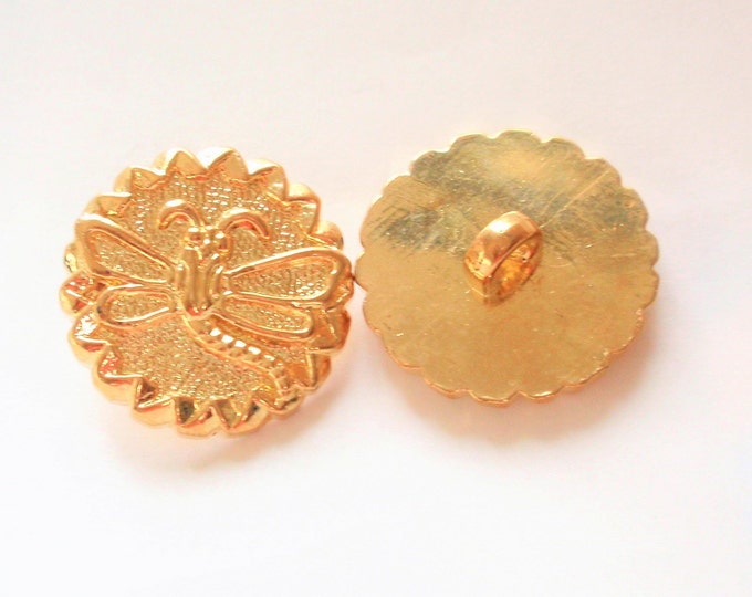 Dragonfly Buttons. Bright Gold Tone .set of 8 Buttons. 22 Mm / - Etsy