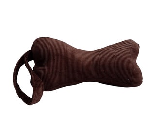 Dog Bone Neck Support Pillow /Luxury feel Corduroy fabric /Handmade Pillow / Travel pillow with handle strap /Gift for Any age