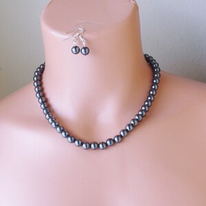 Hematite Necklace, Earring Set . Handmade Necklace 16 &quot;.Semi precious Gemstone Handmade necklace and earrings Gift set . unisex gifts