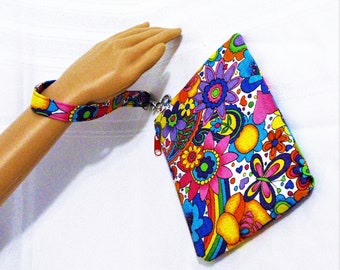 Flowers and Rainbows Wristlet/ Handmade Bag/Handmade bag /Clutch bag /Bags & Purses. Handmade Gift