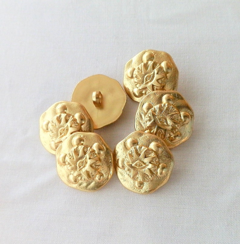 Mystic Star /& Eye Gold color decorative buttons.design at center.sewing buttons shank buttons 1 14 inch 33 mm .6 per order