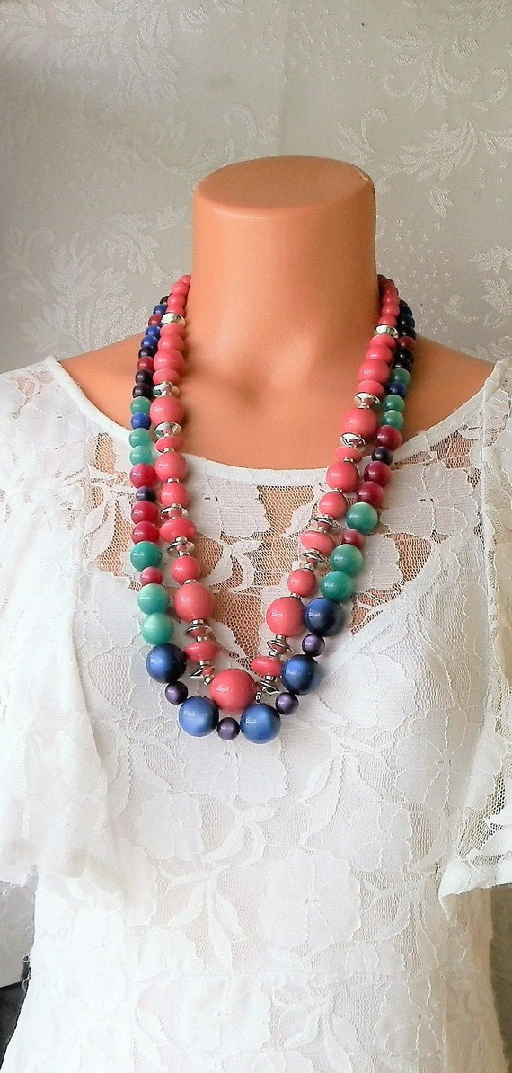 Vintage Festive big Bead necklaces, you get both 3