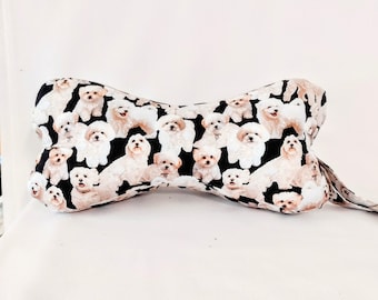 Dog Bone Neck Support Pillow/Handmade gifts/Lovely Maltipoo Puppies/Travel, TV, Reading Pillow /Gifts /Home Decor Pillow