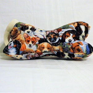 Dog Bone 3-sided Neck Support Pillow/Travel Comfort Pillow/ Dog Bone Shape Pillow /Cute Dogs fabric/Perfect for Back, Neck, Knee Leg,Reading image 3