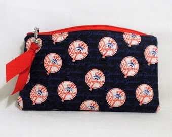 New York Yankees Zipper pouch/Gadget pouch /Pen Pencil case/Cosmetic Makeup storage /Keyholder zip pull/Handmade Gift for Her or Him