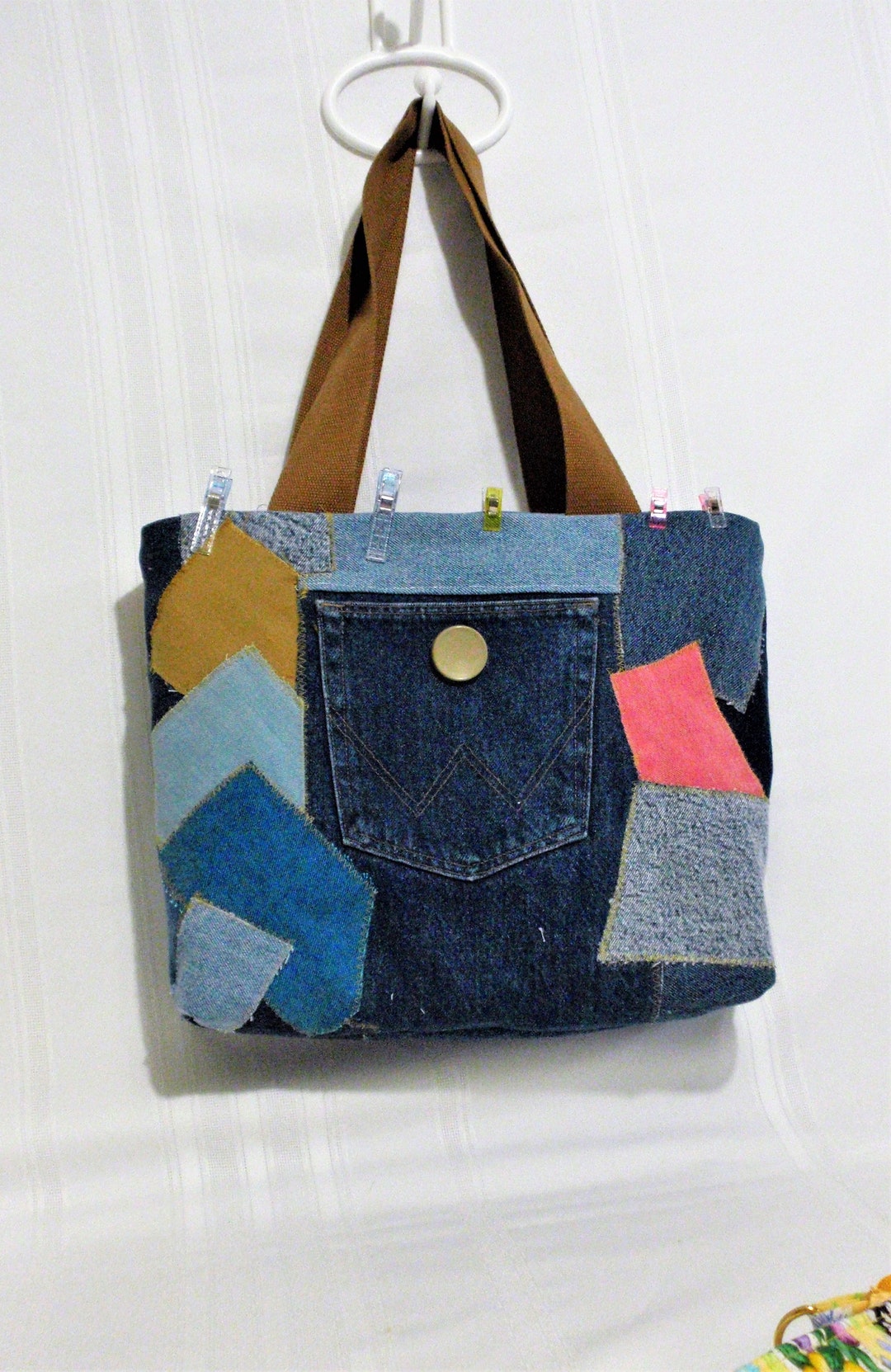 Denim Patchwork Tote Bag/handmade Tote Bag/travel Tote Bag/one Etsy