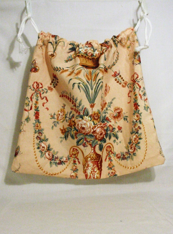 Large Decorative Laundry Bag/ Vintage fabric Drawstri… Gem