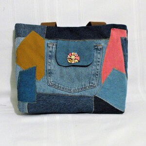 Denim Patchwork Tote Bag/handmade Tote Bag/travel Tote Bag/one of A ...