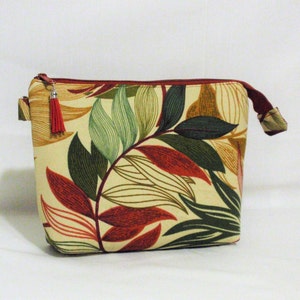 Large Cosmetic Makeup bag /Travel size Cosmetic zipper pouch/Toiletry bag /gift/  storage bag/ Handmade gift//Handmade Gift for Her