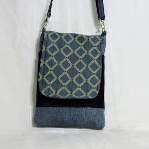 Denim Crossbody bag/ 4 Pocket Denim bag/ adjustable strap sling bag /bags and purses/Blue denim purse /One-of-A-Kind / Handmade gift for her