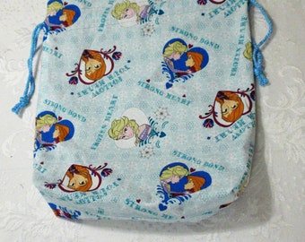Disney Frozen Princesses drawstring storage bag /14" H X 13" W X 3 " D /Anna and Elsa /Follow your Heart / Unisex gift, Adult or Child