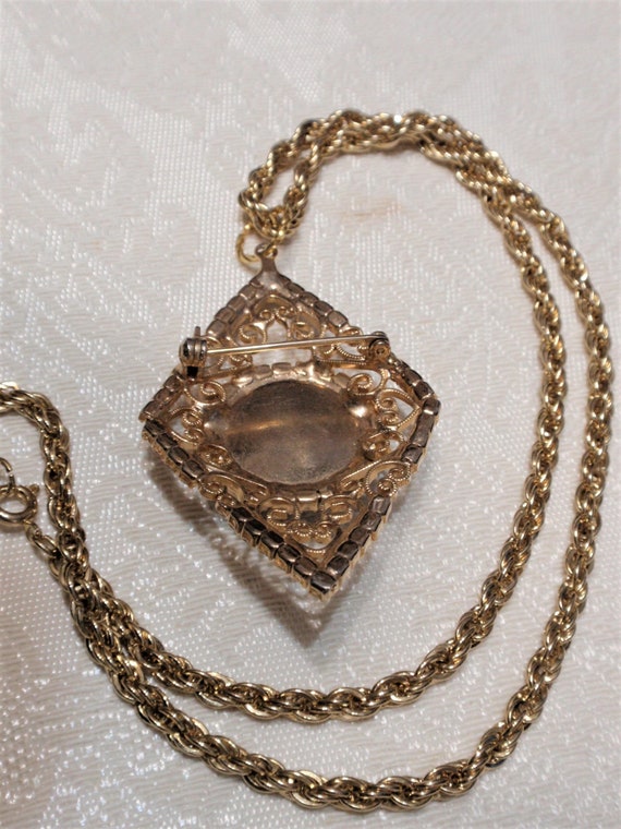 Vintage Rhinestone Pendant / Brooch  Necklace .Be… - image 6