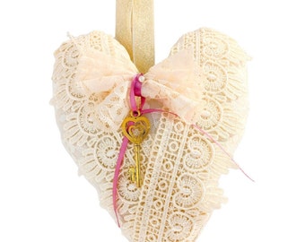Lace Heart Handmade/Vintage Victorian inspired Heart /Puffy Heart /Valentine Heart/Handmade gifts /Gifts/Heart ornament/Gift for her