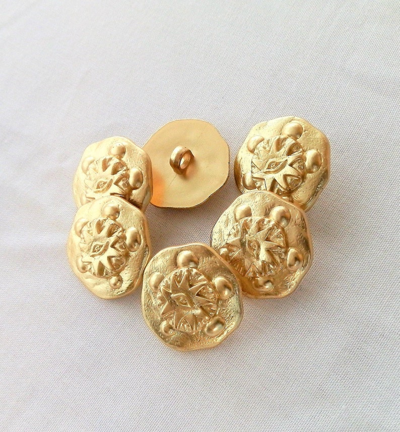Mystic Star /& Eye Gold color decorative buttons.design at center.sewing buttons shank buttons 1 14 inch 33 mm .6 per order