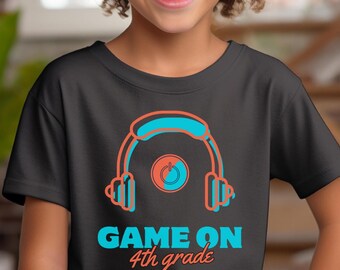 Kids Gaming Tee Fourth Grade Tee Youth Cotton Top Playful Kids Apparel Gaming Gift for Boys and Girls Back to School School Shirt Fun Outfit