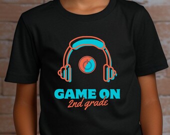 Kids Gaming Tee Second Grade Tee Youth Cotton Top Playful Kids Apparel Gaming Gift for Boys and Girls Back to School School Shirt