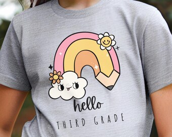 Rainbow Pencil 3rd Grader Tee Back to School Tee for Kids First Day of School Shirt Colorful School Tee Fun Outfit for Third Graders