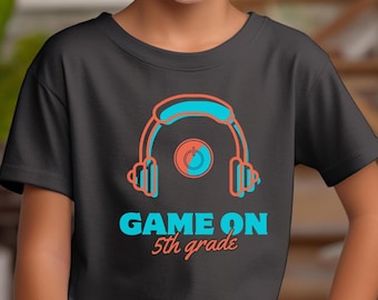 Kids Gaming Tee Fifth Grade Tee 5th Grader Tee Playful Kids Apparel Gaming Gift for Boys and Girls Back to School School Shirt
