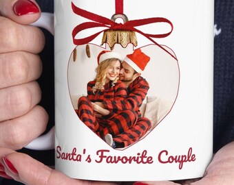 Personalized Christmas Photo Mug Custom Name Mug, Holiday Gift, Couple's Mug, Custom Photo Mug, Personalized Hot Chocolate Mug