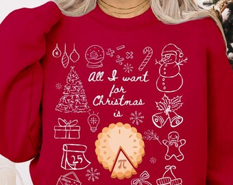Math Christmas Unisex Sweatshirt • Funny Teacher Doodle Crewneck • Gift for Math Teacher • Holiday Pi Day Style • Cute Math Lover Gift