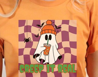 Creep It Real Shirt Funny Halloween Tee for Women and Men Halloween Graphic Tee Ghost Shirt Funny Ghost Tee Party Outfit Costume Shirt