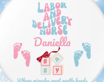 Personalized Ceramic Labor and Delivery Nurse Ornament, Labor and Delivery Nurse Gift, Custom Name Christmas Gift for L&D Nurse, Gift for RN