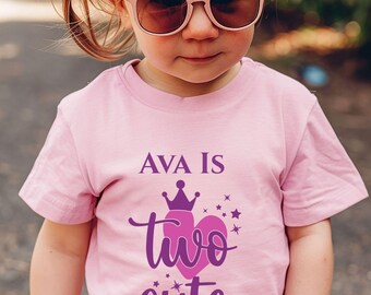 Two Cute Birthday Shirt toddler Tee for girls | Personalized 2nd birthday Shirt | Custom Name Birthday Shirt