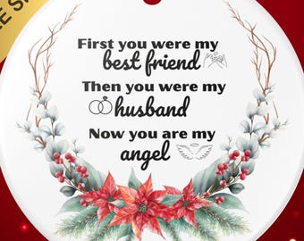 Personalized Ceramic Keepsake Christmas Ornament In Memory of Spouse, Grief Christmas Keepsake Ornament - Gift for Grief