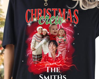 Custom Vintage Bootleg Christmas Family Shirt | Custom Christmas Crew T-Shirt | Matching Family Christmas Shirt, Face Shirt, Group Shirt