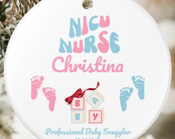 Ceramic Personalized NICU Nurse Ornament, Custom Name Christmas Gift for Neonatal Nurse, Gift for NICU nurse, Gift for Neonatal Nurse