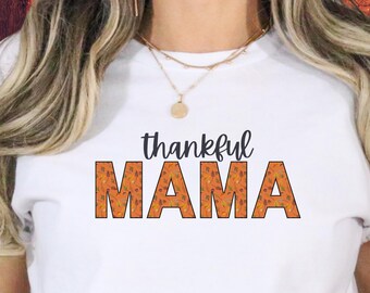 Thankful Mama and Thankful Mini Matching Thanksgiving Shirts Hoodies Sweatshirts Mommy and Me Fall Outfits Family Holiday Tops Family Outfit