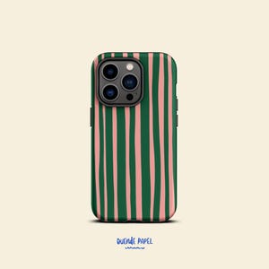 Pink Stripes Tough Case for iPhone®, Retro Striped Phone Case For Iphone 16 Pro, Iphone 13 Pro Case, Iphone 14 Pro Case, Iphone 15 Pro Case
