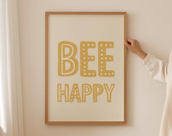 Stampa murale "Ape felice", stampa per cameretta con ape carina, stampa per cameretta, stampa per bambini piccoli, stampa con citazione di un calabrone, decorazioni per cameretta, decorazioni per sala giochi