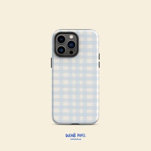 Blue Gingham Tough Case for iPhone®, Cute Checkered Phone Case For Iphone 12 Pro, Iphone 13 Pro Case, Iphone 14 Pro Case, Iphone 15 Pro Case