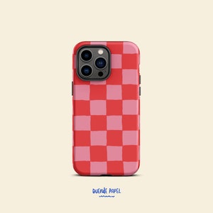 Pink Checkered Tough Case for iPhone®, Red Candy Phone Case For Iphone 12 Pro, Iphone 13 Pro Case, Iphone 14 Pro Case, Iphone 15 Pro Case