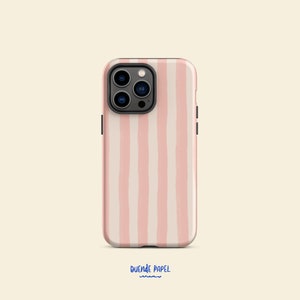 Pink Stripes Tough Case for iPhone®, Retro Striped Phone Case For Iphone 12 Pro, Iphone 13 Pro Case, Iphone 14 Pro Case, Iphone 15 Pro Case