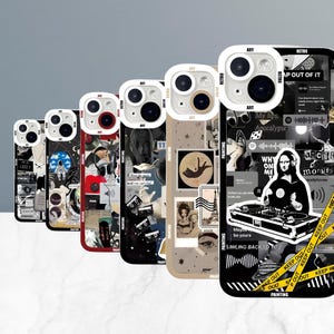 Funda flexible con collage de fantasía para Samsung Galaxy S24, S21 FE, S22, S23 Ultra, A15, A35, A55, A32, A33, A52, A53, A54 y A14. Tablero de estado de ánimo abstracto.