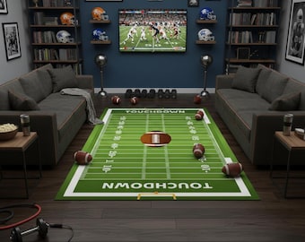 Tapis de football américain, tapis de terrain de football, tapis personnalisé avec logo d'équipe, tapis de terrain de football lavable, cadeau pour amateur de football américain