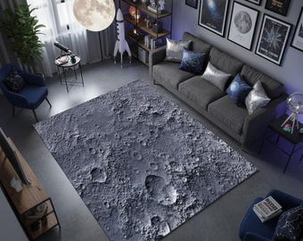Tapis de surface Lune | Tapis design cratère lunaire | Tapis texturé lune réaliste | Décoration d'intérieur esthétique