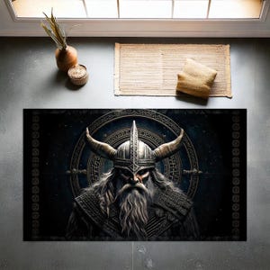 Vegvisir Rug, Norse Mythology Rug, Viking Compass Decor, Viking Rug, Scandinavian Decor, Nordic Compass Rug, Viking Rug