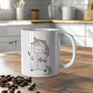 Unicorn Guy Mug | Hand Drawn Design | Funny Coffee Mug