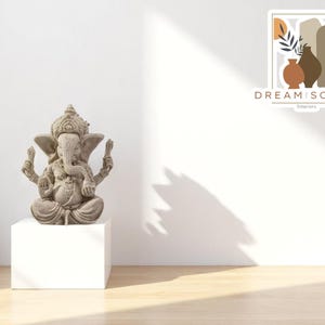 Sandstone Elephant Statue | Home Decor Accent | Animal Figurine Shelf Display | Spiritual Energy Symbol | Desk Ornament Sculpture
