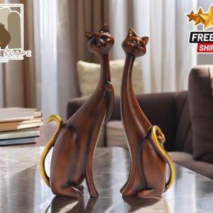Nordic Graffiti Art Oil-Painting | Cat Resin Figurine Sculpture | Abstract Bedroom Porch Decoration | Elegant Desktop Ornaments