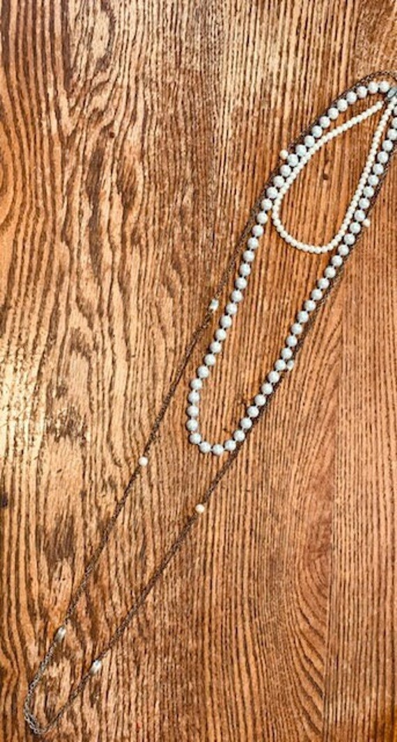 Vintage OOAK 80s 90s faux pearl long necklace jewe