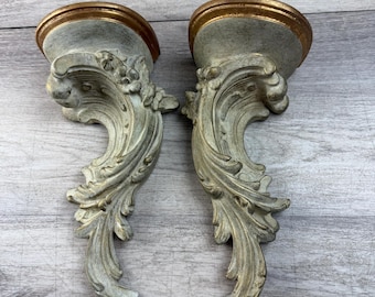 RARE Florentine Ornate Sconce Shelf Pair Italian Luxury 10”x4.5”x3.5”d