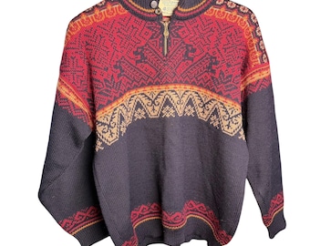 Vintage Dale of Norway 100% Wool Sweater 1/4 Zip Sz Large