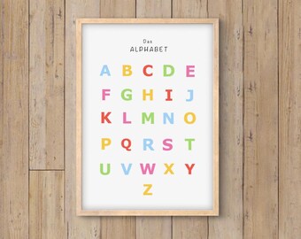 Alphabet learning poster, children's room, classroom, Montessori, wall art, digital